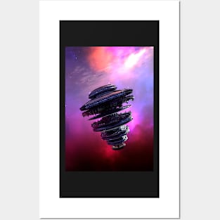 Massive spaceship like UFO in space. Posters and Art